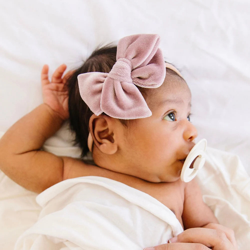 Velvet Bow Headband (Mauve)