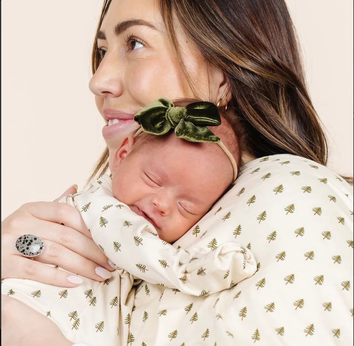 Velvet Bow Headband - Olive