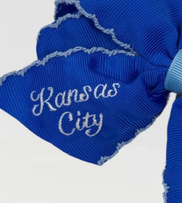 Blue KC Embroidered Bow
