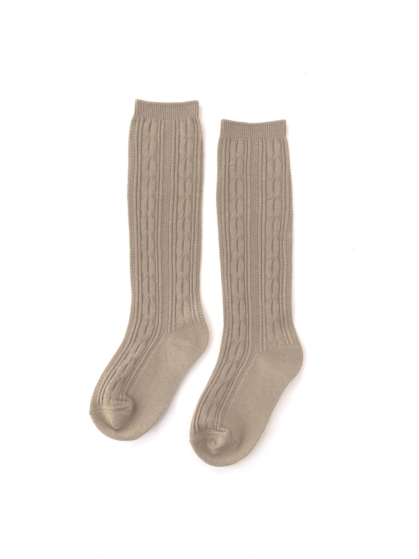 Cable Knit Knee High Socks - Oat
