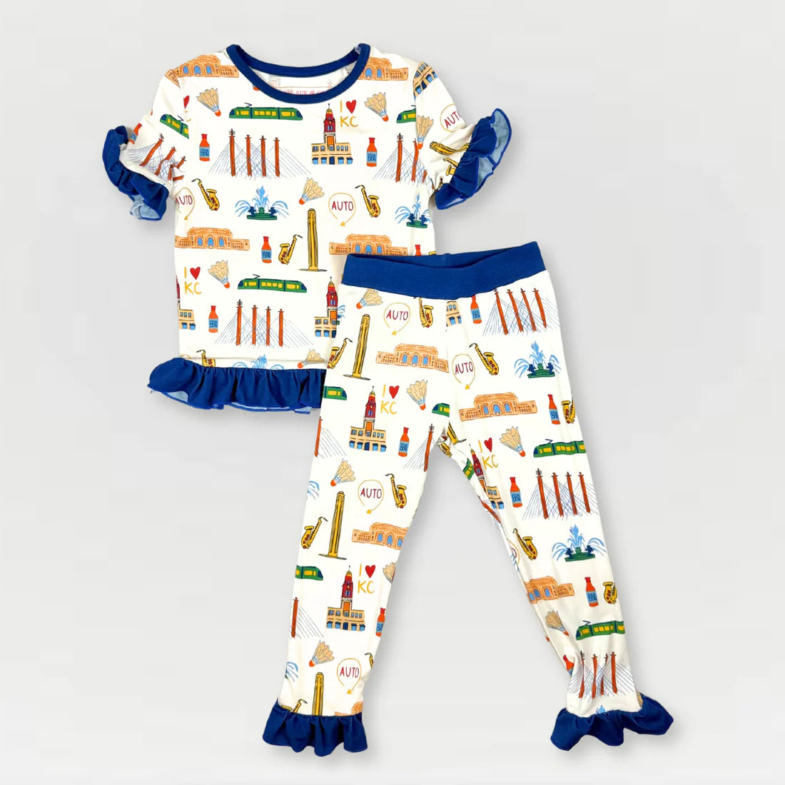 I Love KC Ruffle Bamboo Pajama Set