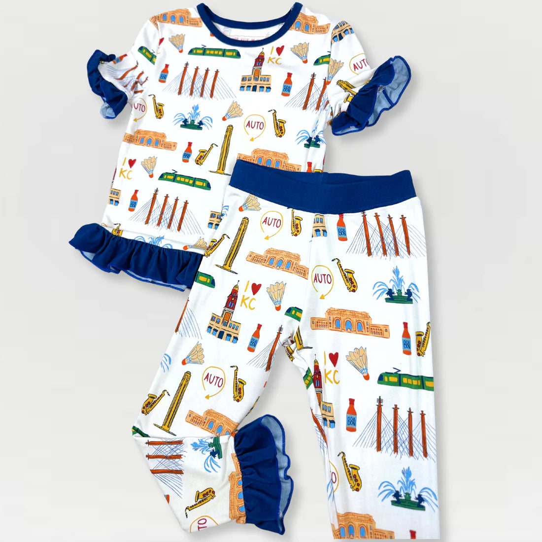 I Love KC Ruffle Bamboo Pajama Set