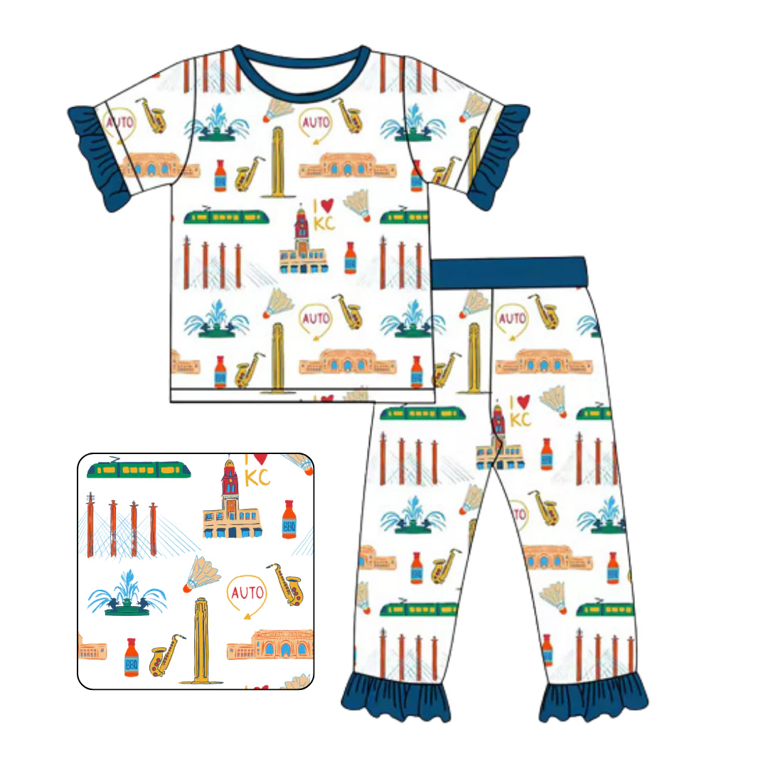 I Love KC Ruffle Bamboo Pajama Set