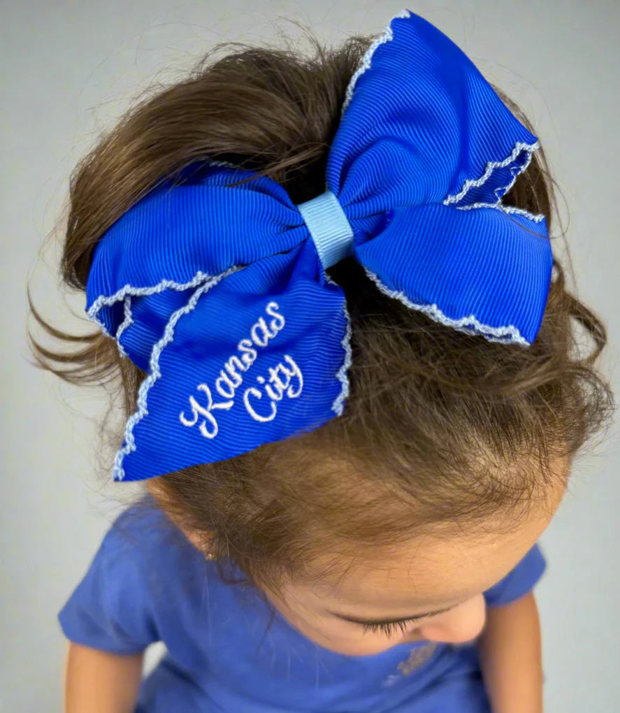 Blue KC Embroidered Bow