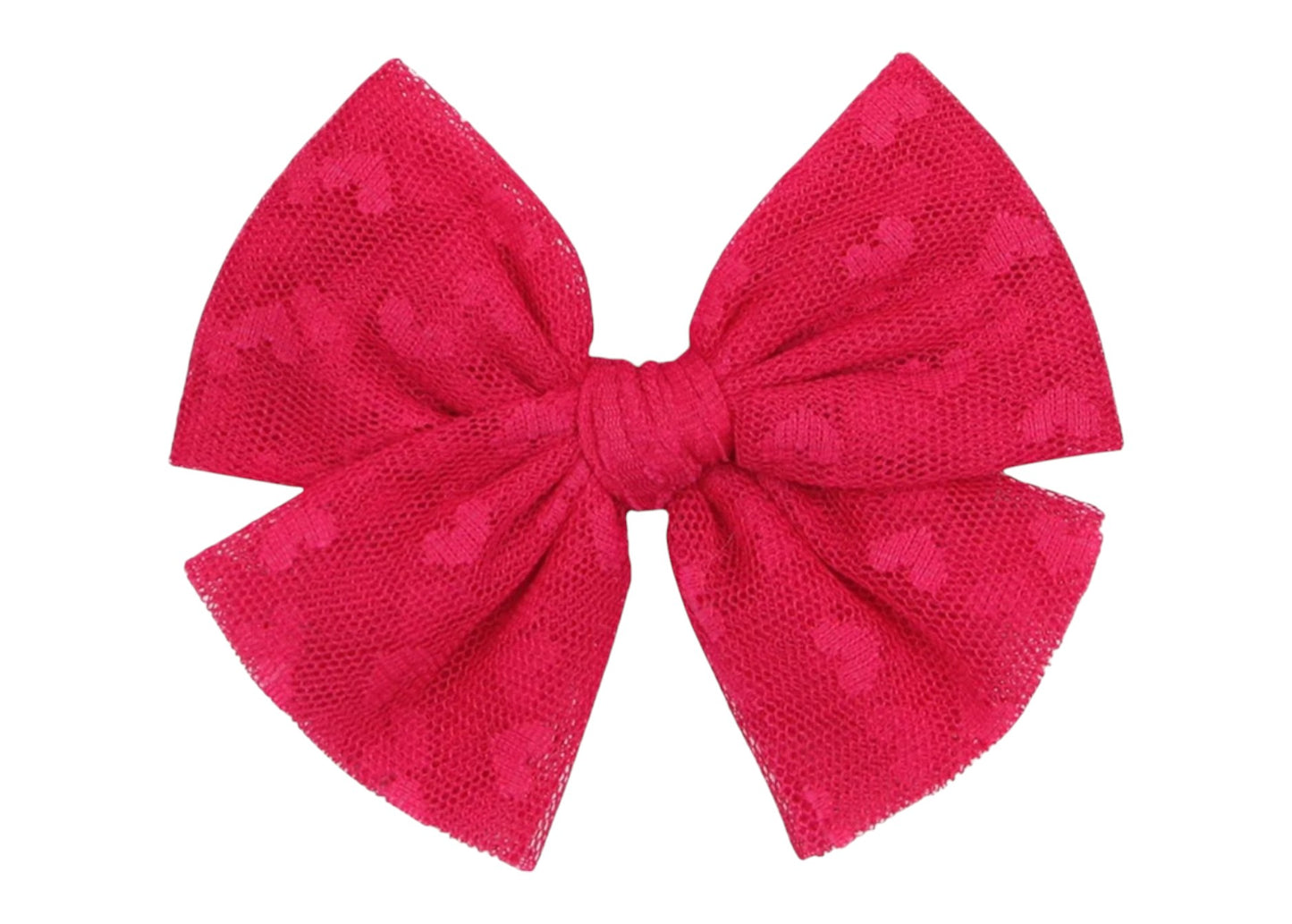 Tulle Pink Heart Bow Clip