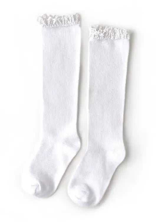 Lace Top Knee Highs - WHITE