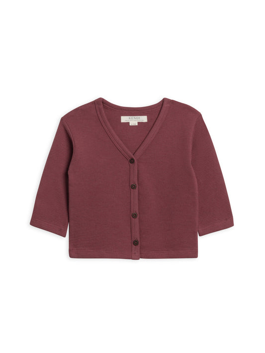 Wells Waffle Knit Cardigan (Mulberry)