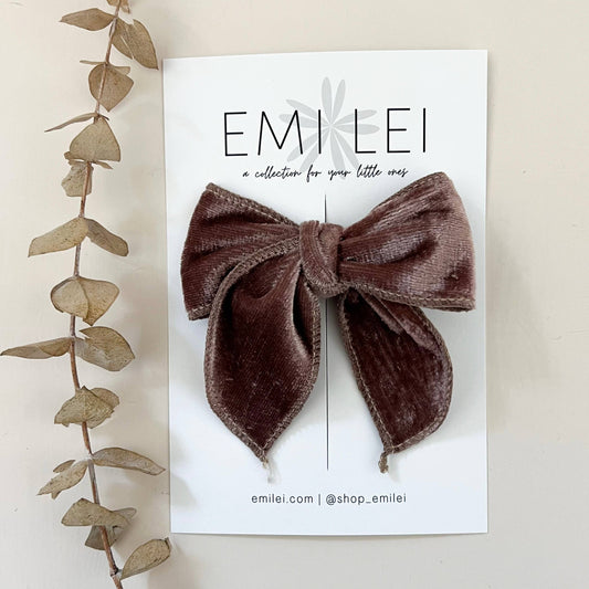 Velvet Fable Bow Hair Clip - Violet Gray (#15)