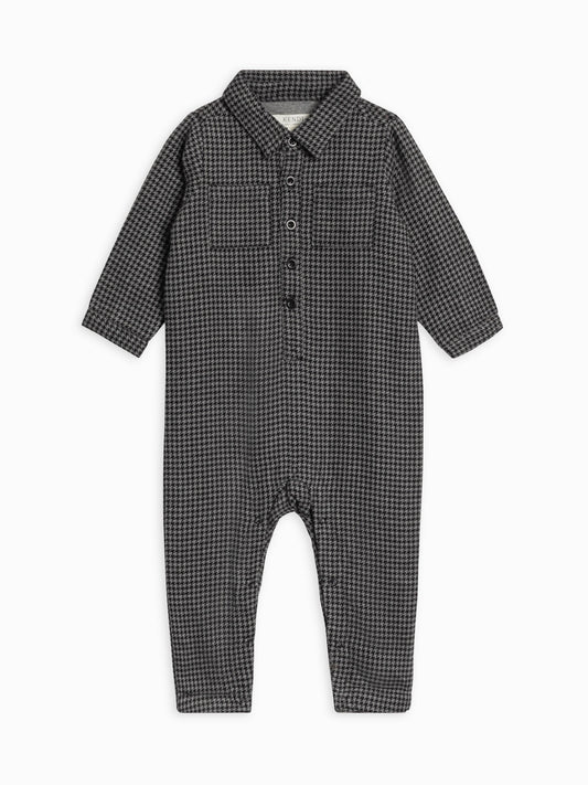 Locke Flannel Romper (Houndstooth)