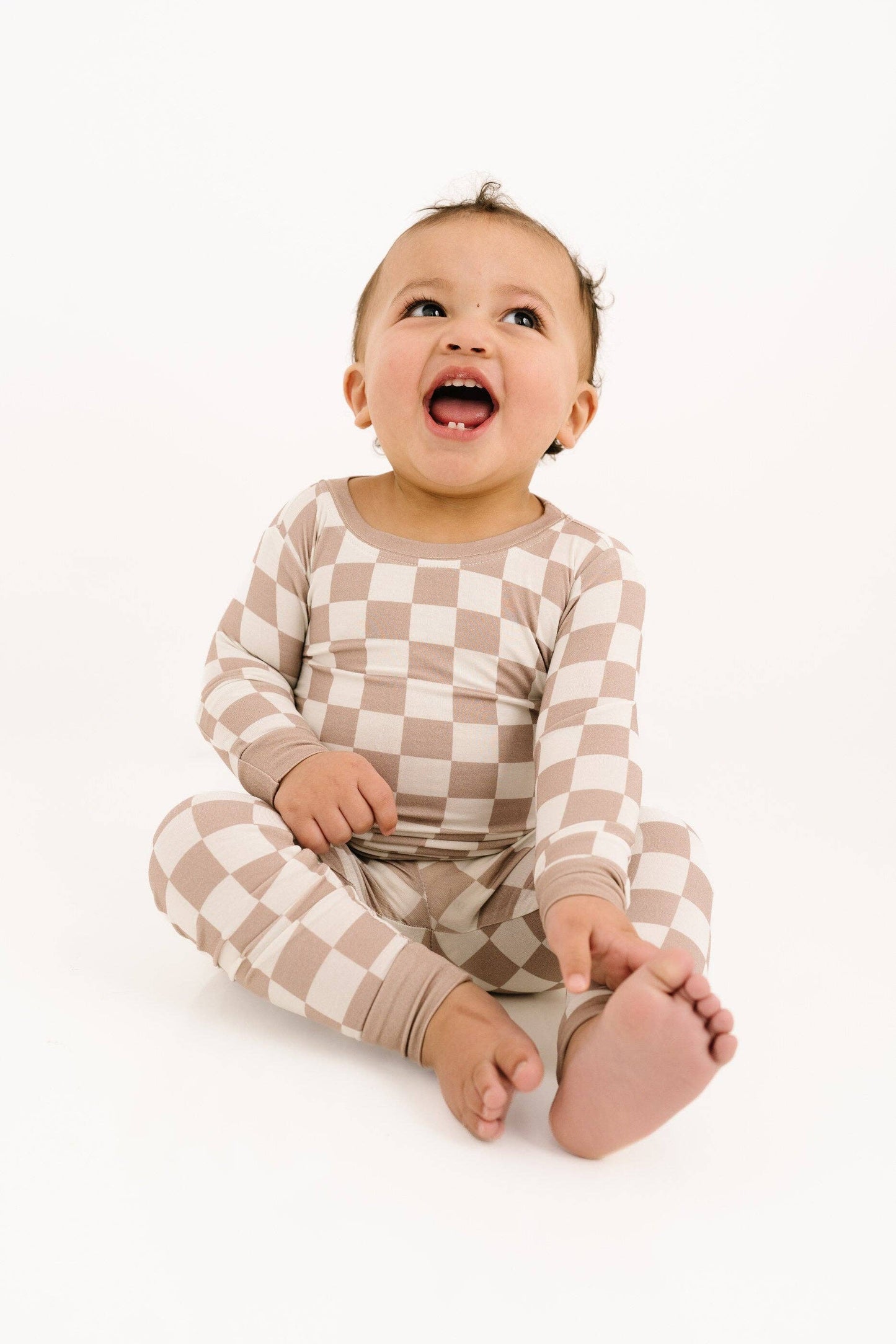 Beige Checkered Bamboo Set