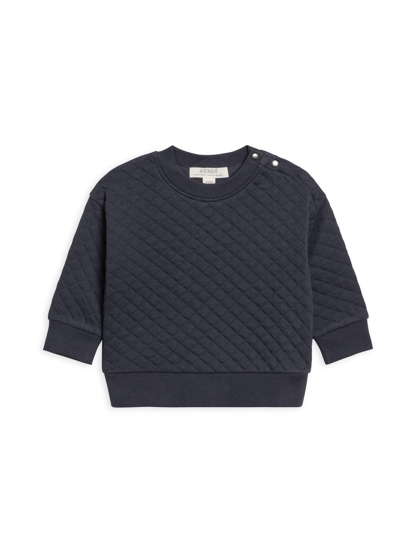 Quilted Jacquard Pullover (Navy)