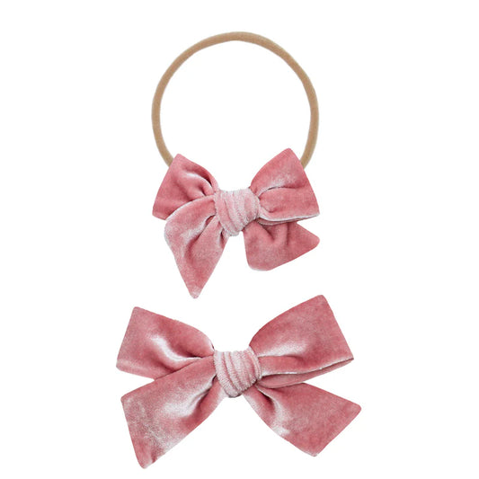 Velvet Bow Headband - Berry