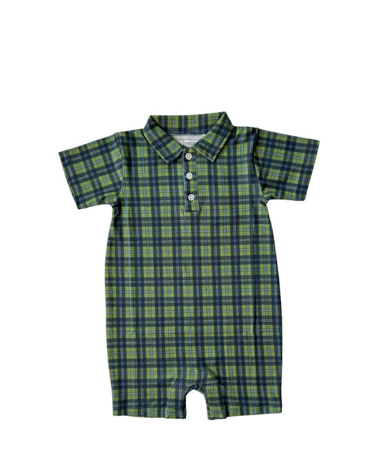 Knox Romper (Navy Plaid)