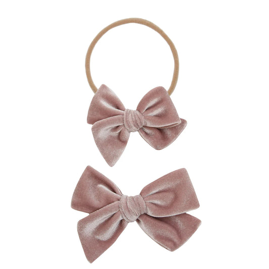 Velvet Bow Headband (Mauve)