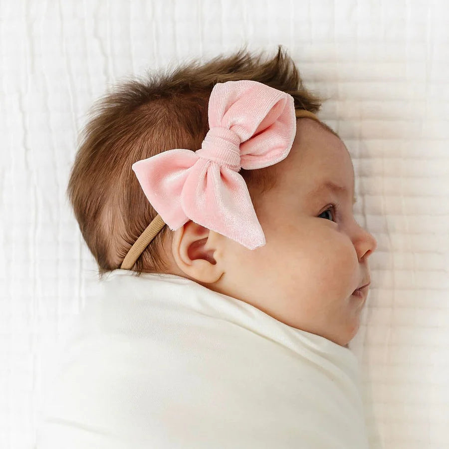 Velvet Bow Headband (Petal)