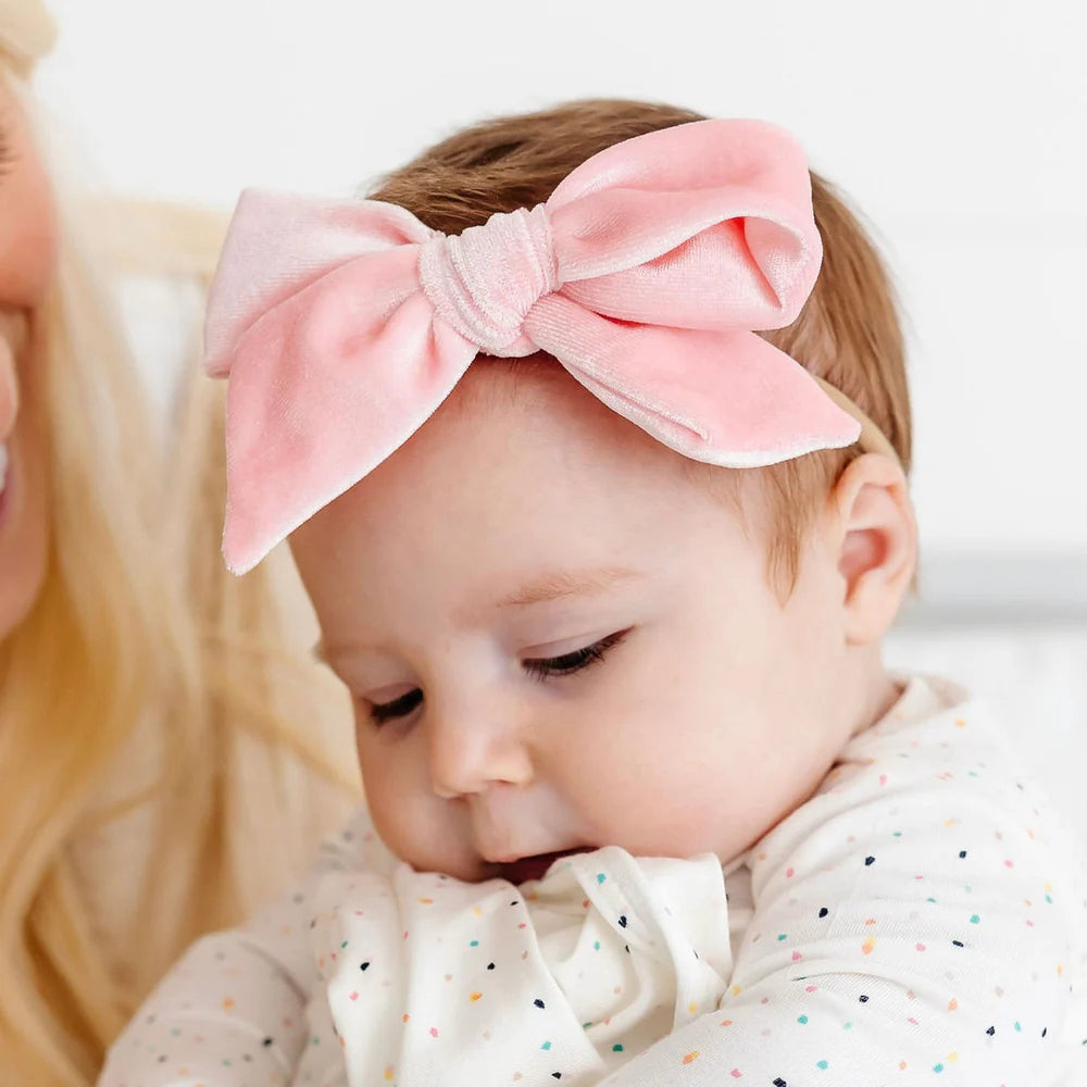 Velvet Bow Headband (Petal)