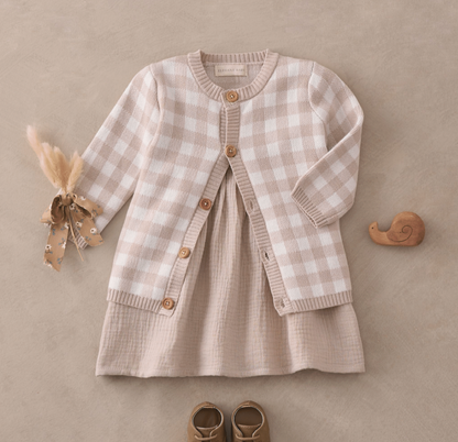 Gingham Cardigan in Rainy Day