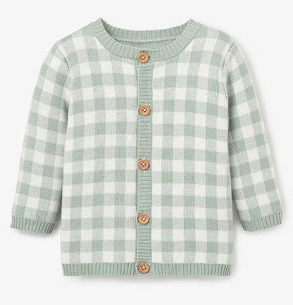 Gingham Cardigan in Sage