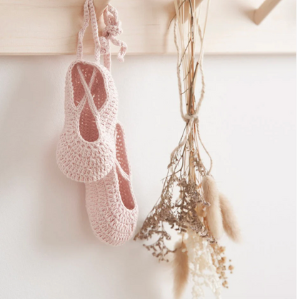 Pink Ballerina Hand Crocheted Baby Booties (0-12M)