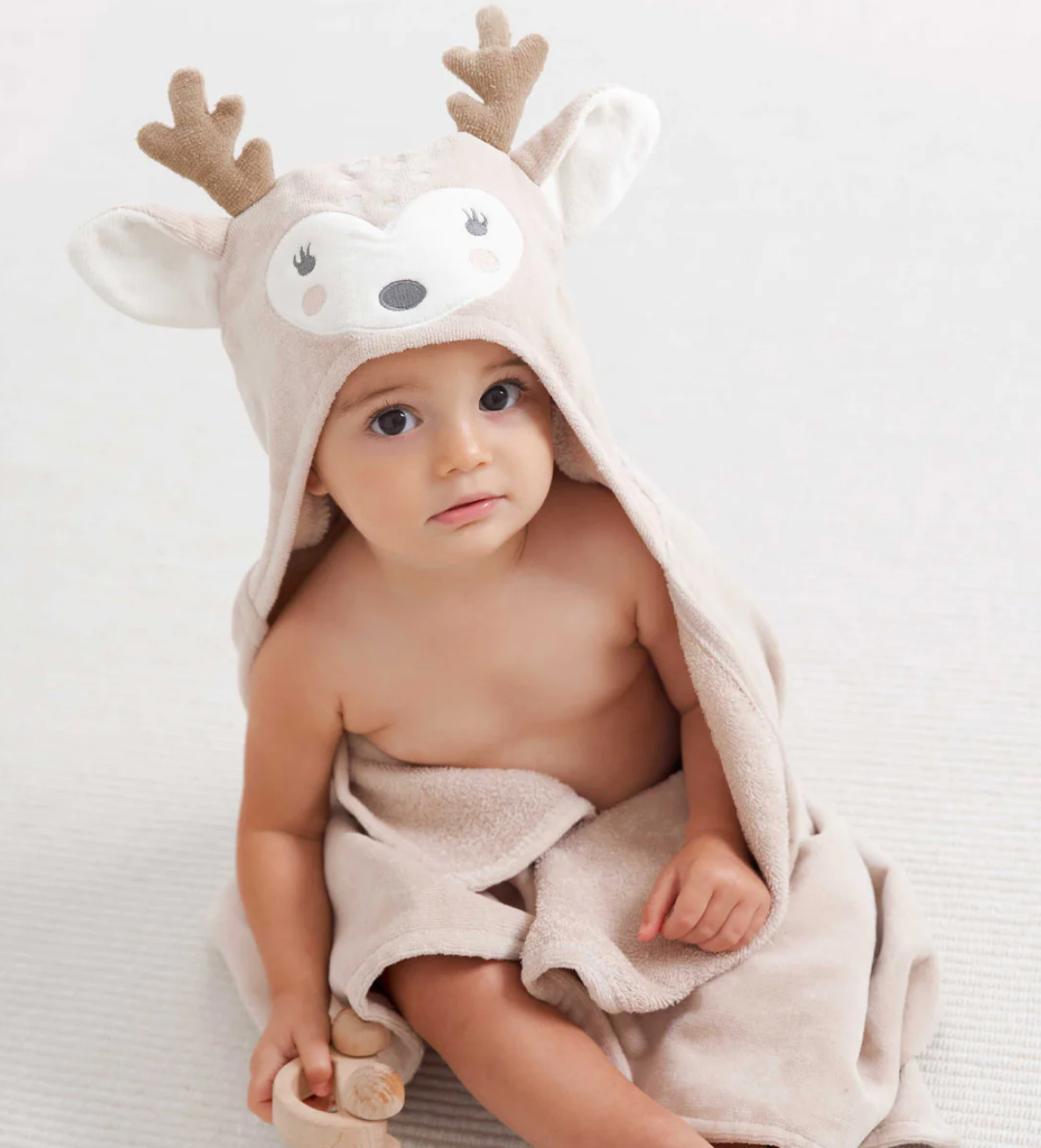 Fawn Hooded Baby Bath Towel Wrap (0-24M)