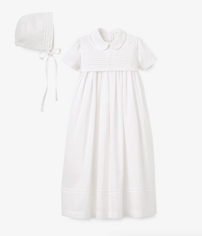 Boys' Gown & Bonnet Christening Set in White