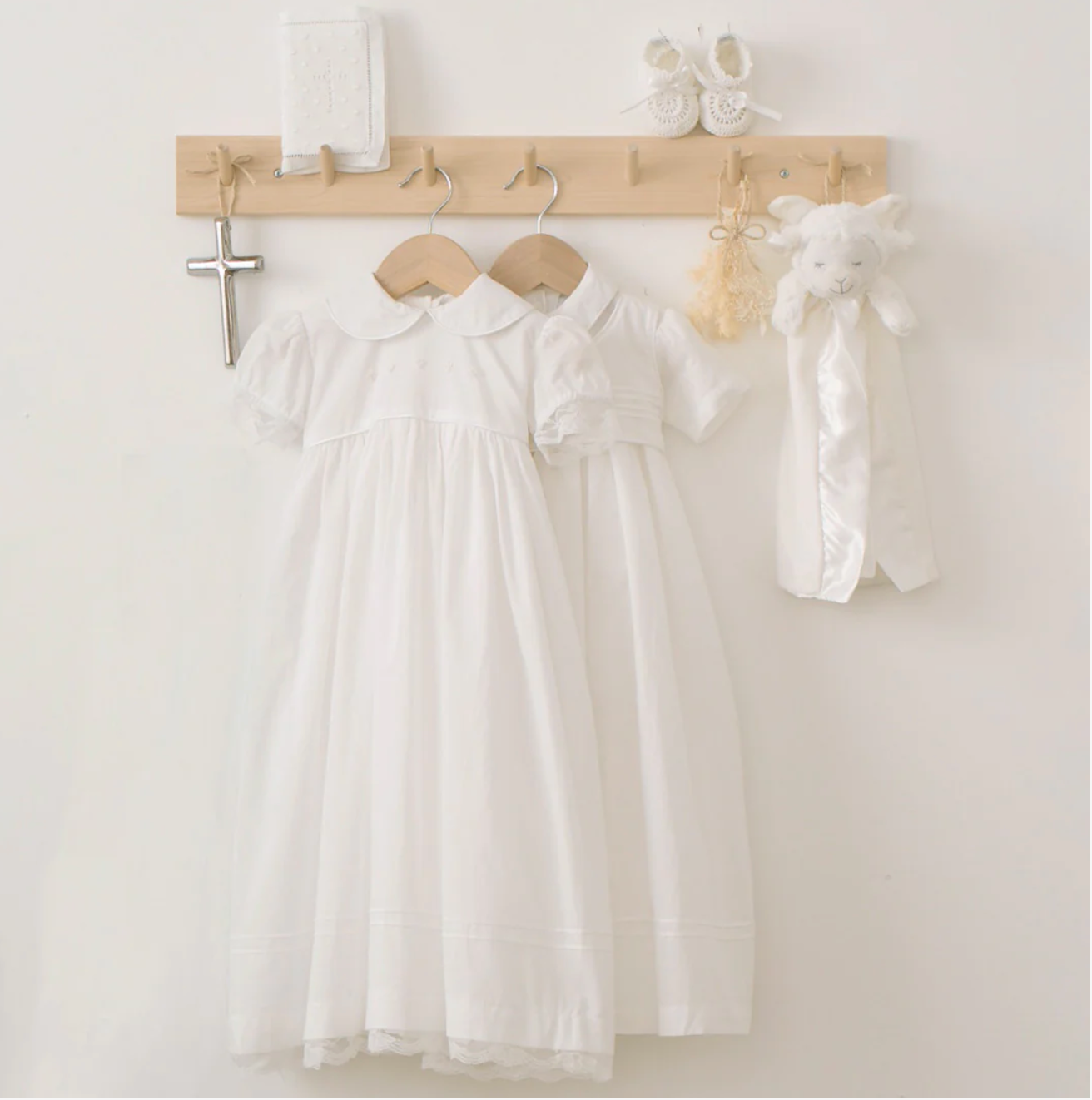 Boys' Gown & Bonnet Christening Set in White