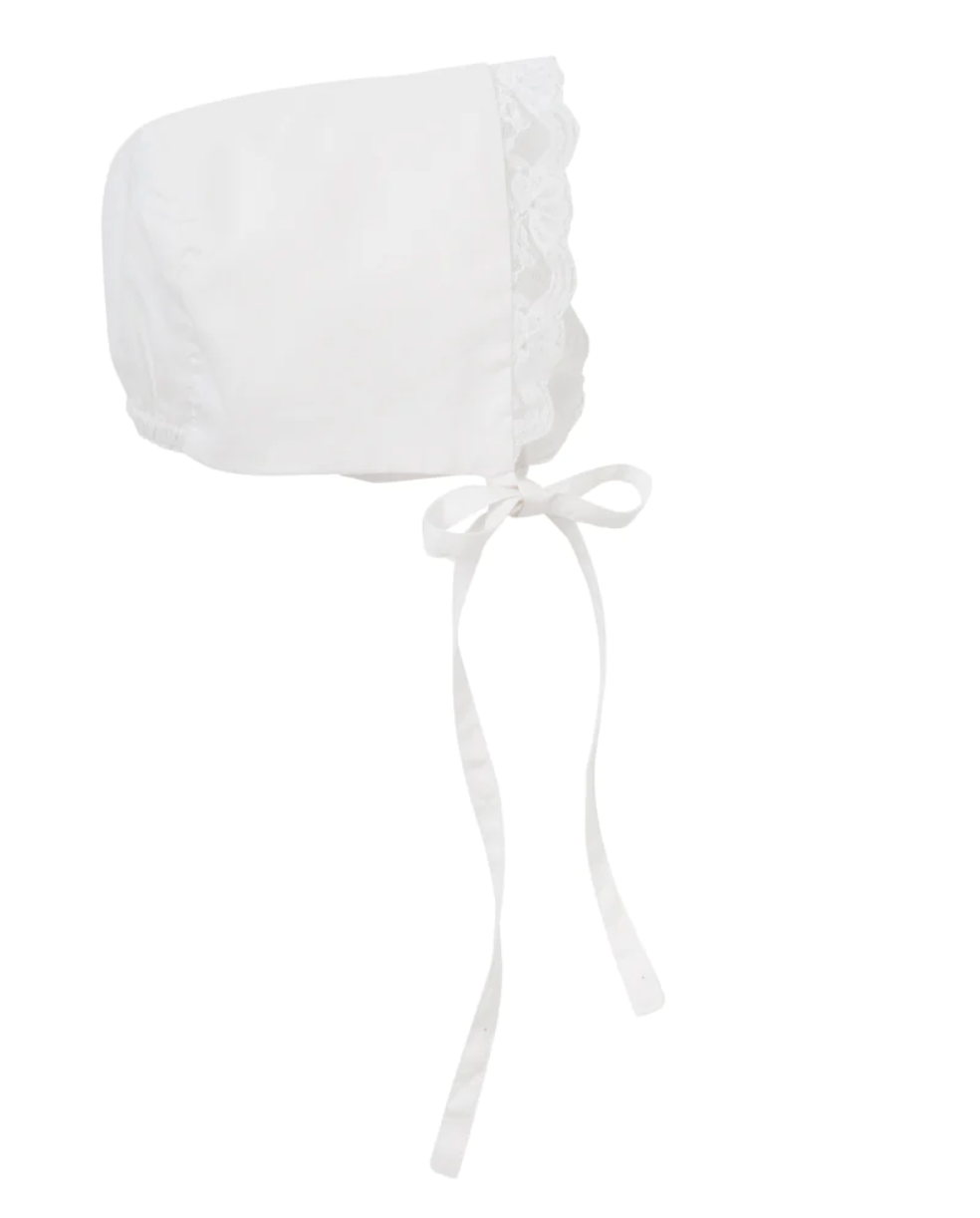 Girls' Gown & Bonnet Christening Set in White (0-12M)