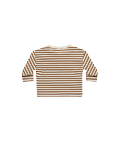 Long Sleeve Henley Tee || Cinnamon Stripe