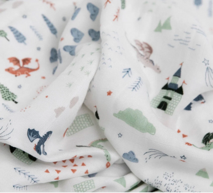 Deluxe Muslin Baby Quilt - Dragon Days