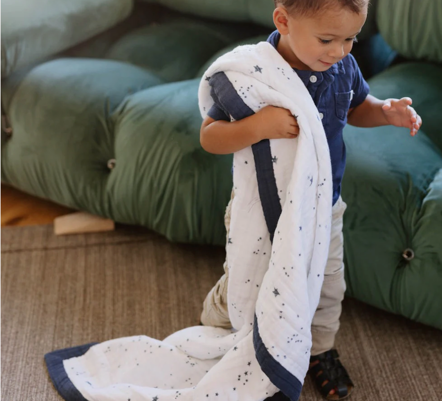 Cotton Muslin Baby Quilt - Shooting Stars