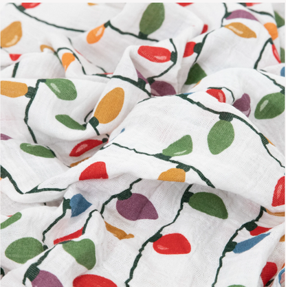 Cotton Muslin Swaddle Blanket - Christmas Bulbs