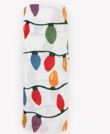 Cotton Muslin Swaddle Blanket - Christmas Bulbs