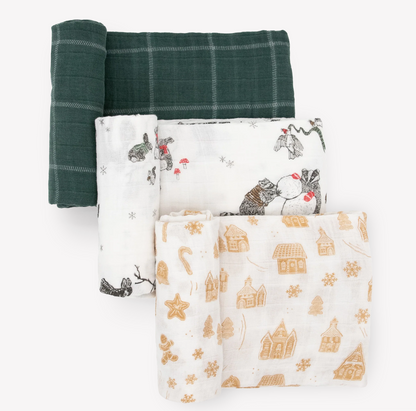 Cotton Muslin Swaddle Set - Snow Day