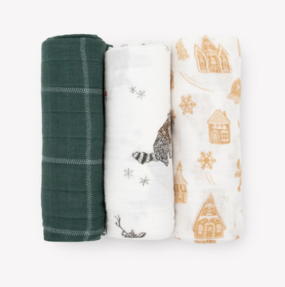 Cotton Muslin Swaddle Set - Snow Day