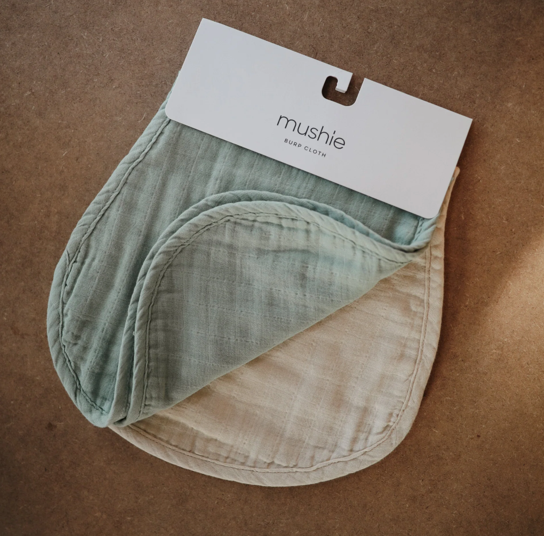 Cotton Muslin Burp Cloths (Roman Green/Fog)