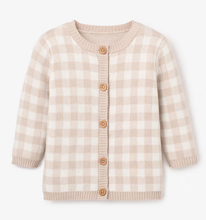 Gingham Cardigan in Rainy Day