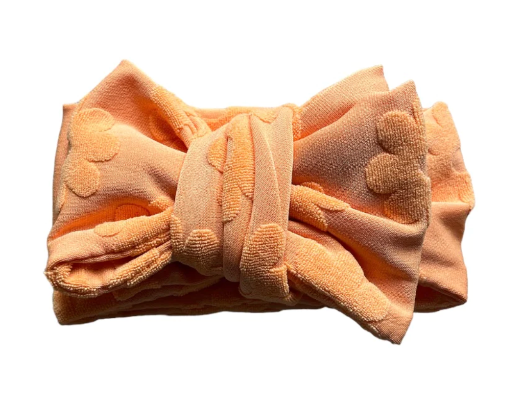 Flower Power Terry Cloth Oversized Headband in Orange