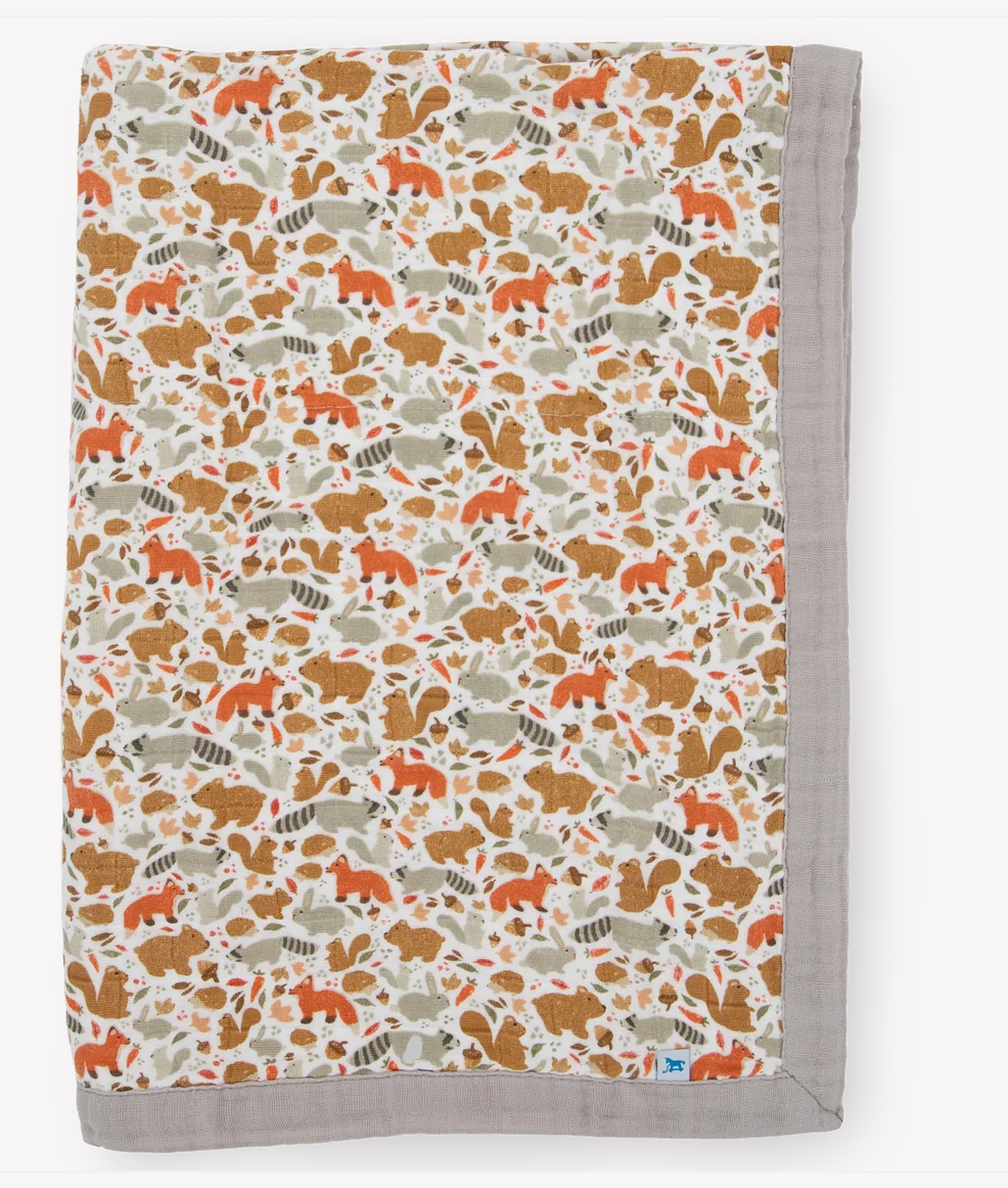 Cotton Muslin Baby Quilt - Fall Friends