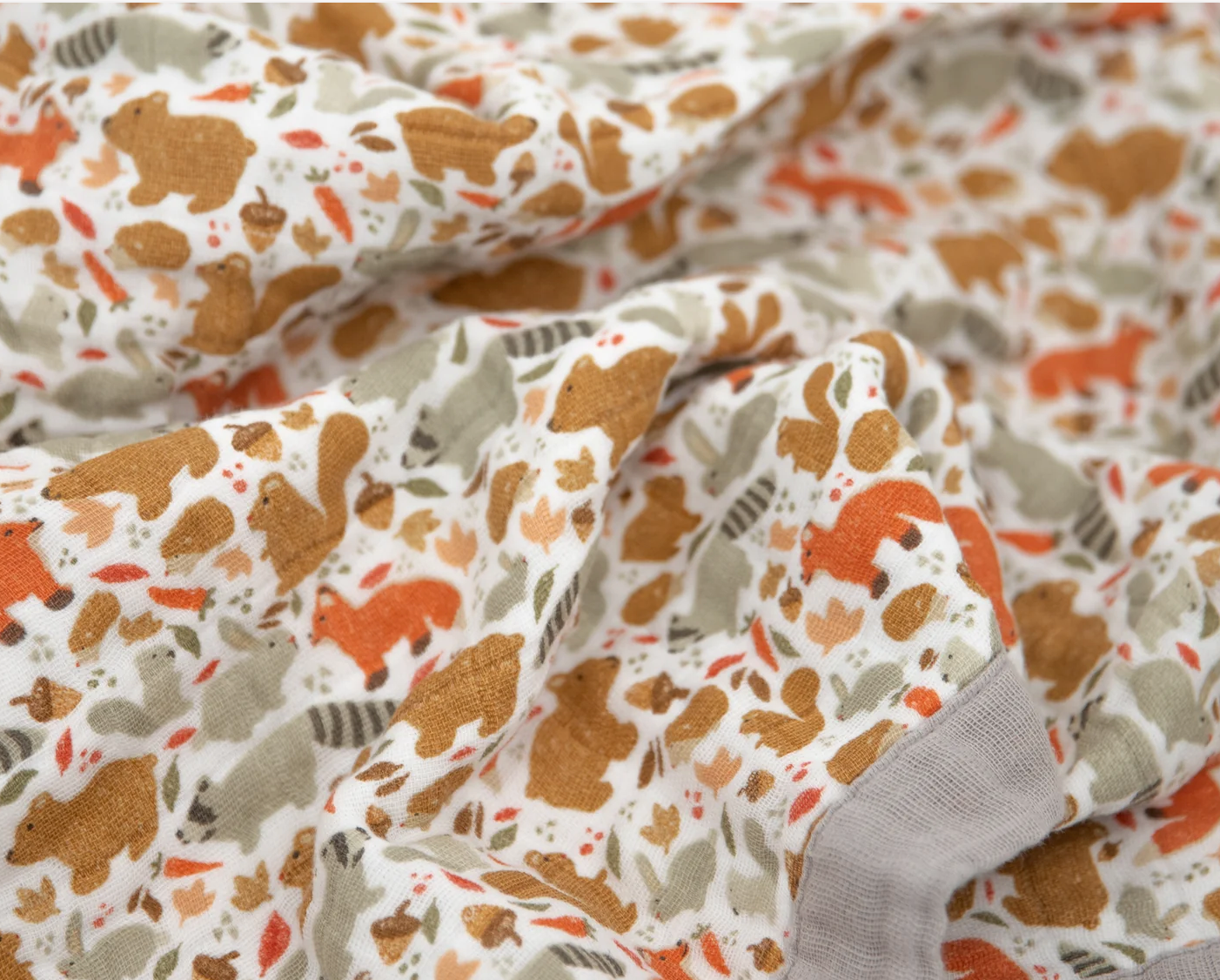 Cotton Muslin Baby Quilt - Fall Friends