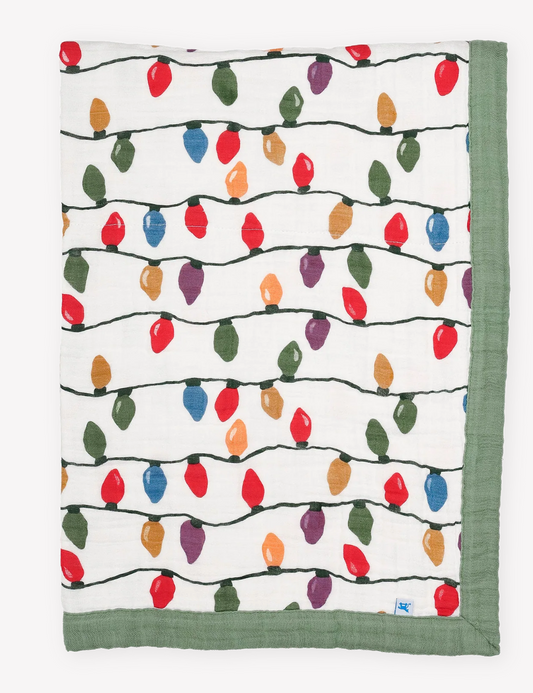 Cotton Muslin Baby Quilt - Christmas Bulbs