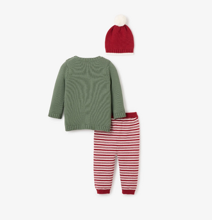 Jolly Sweater with Knit Pants & Pom Hat Set