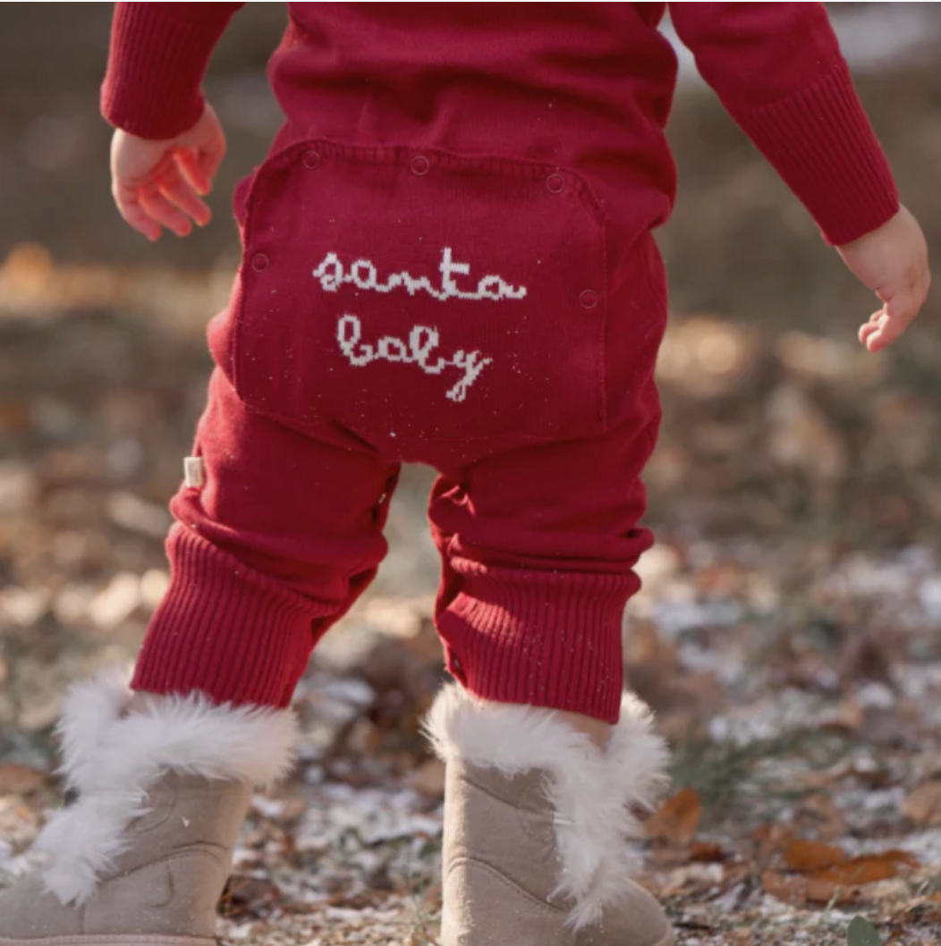 Red Santa Baby Dropback Jumpsuit & Hat Set