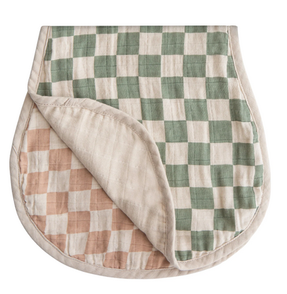 Cotton Muslin Burp Cloths (Olive Check/Natural Check)