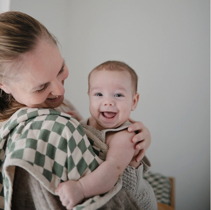 Cotton Muslin Burp Cloths (Olive Check/Natural Check)