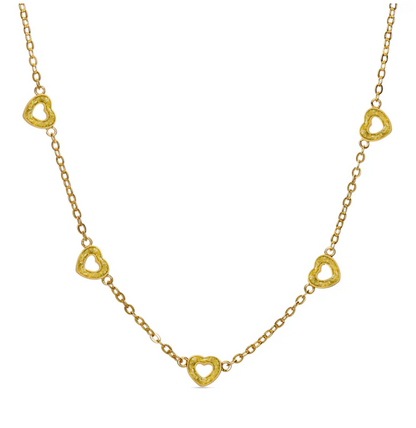 Heart Station Necklace (Gold Glitter)