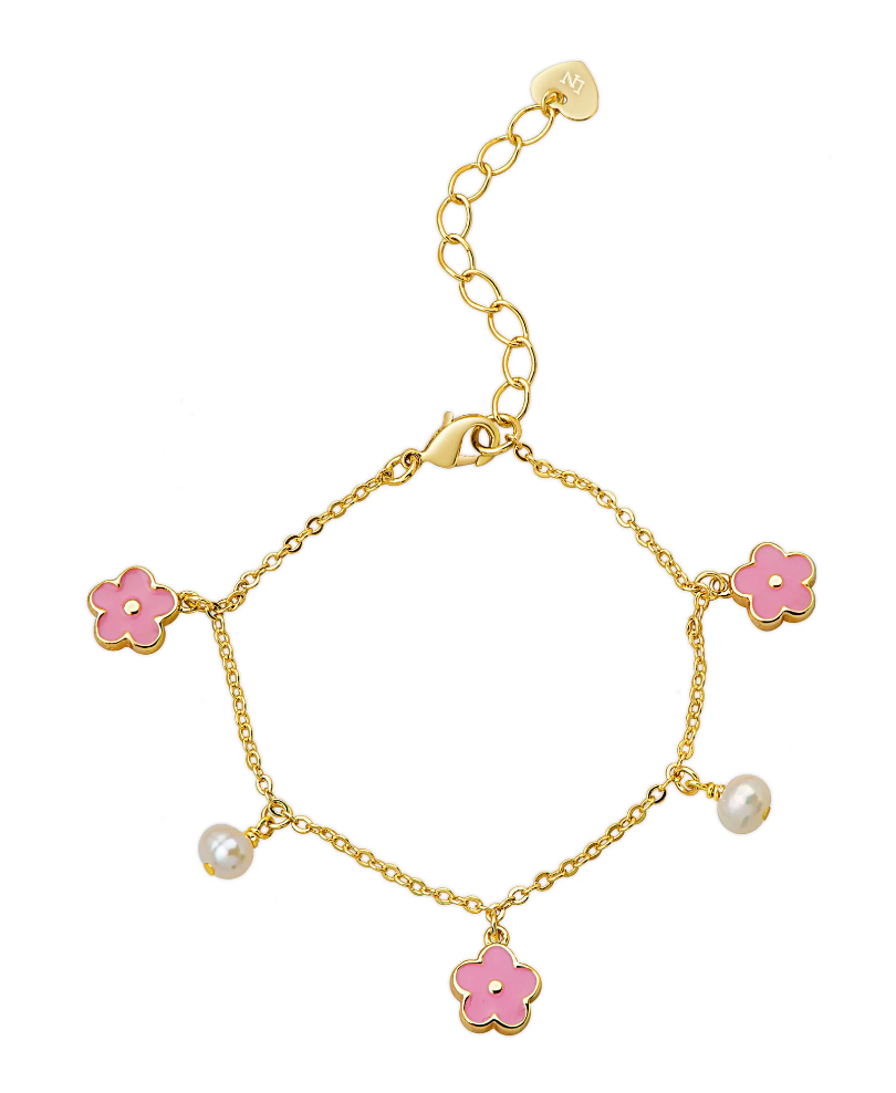 Flowers and Pearls Charm Bracelet