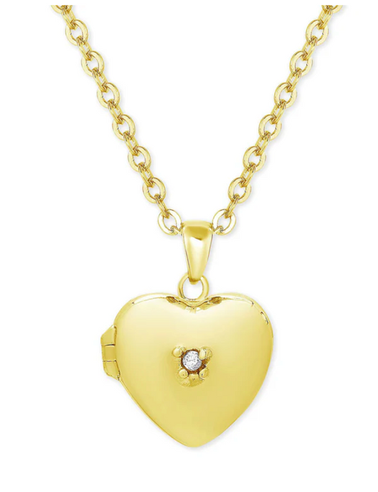 Heart Locket with CZ (Gold)