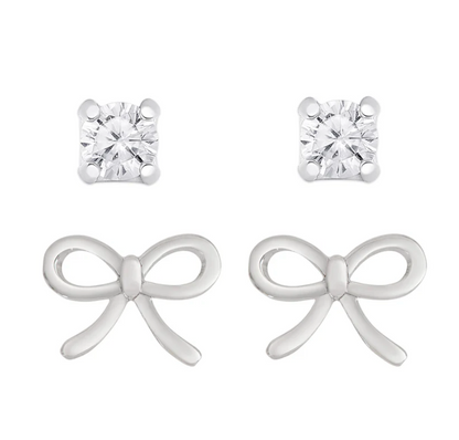 Bow and CZ Stud Set