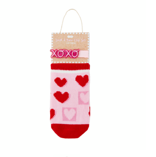 Candy Heart Sock & Hair Clip Set