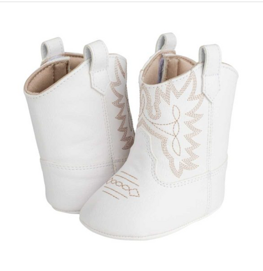 Infant White Soft Cowboy Boot (Sizes 0-3)